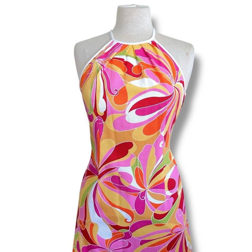 Vintage 90s Laundry Shelli Segal Womens Dress Sz 6 Pink Groovy Sheath Retro 60s - Picture 3 of 10